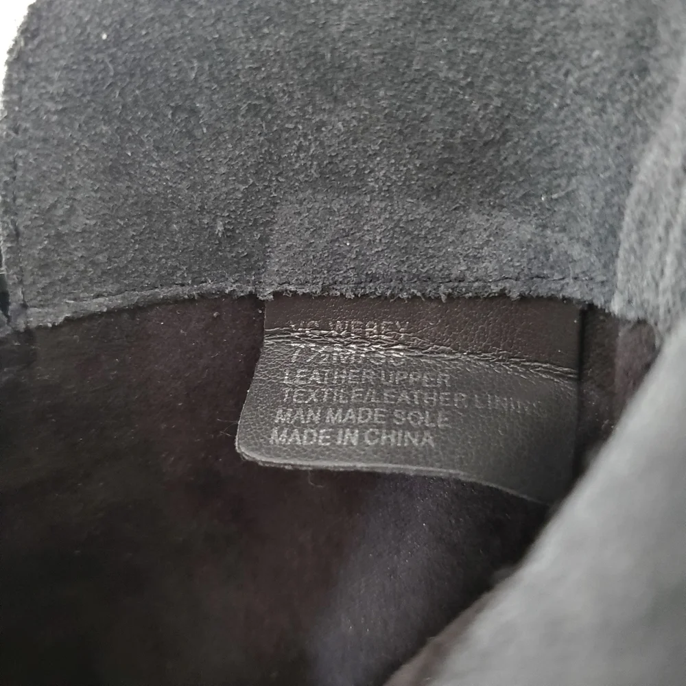 VINCE CAMUTO 7.5 WEBEY Dk Gray Suede Moto Boots Silver Buckle Strap Grunge Goth - Picture 5 of 16